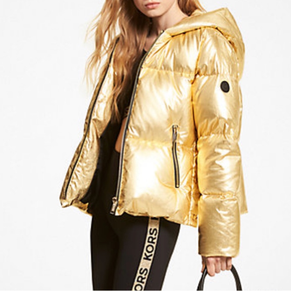 Michael Kors - XS Metallic Cire Logo Puffer Jacket